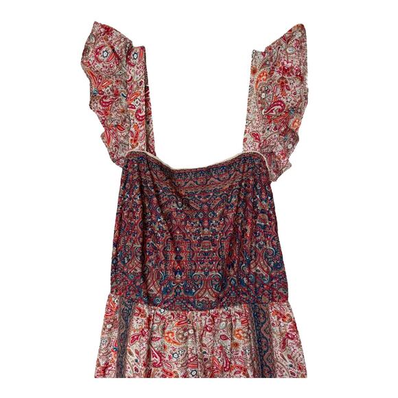 Haute Hippie flutter sleeve, tiered peasant-style maxi-dress size 14 - Picture 5 of 14